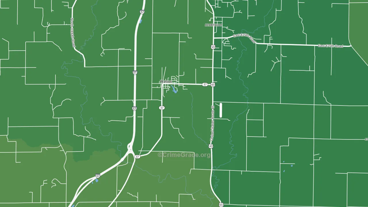 Watson, IL Map of Vehicle Theft Rates