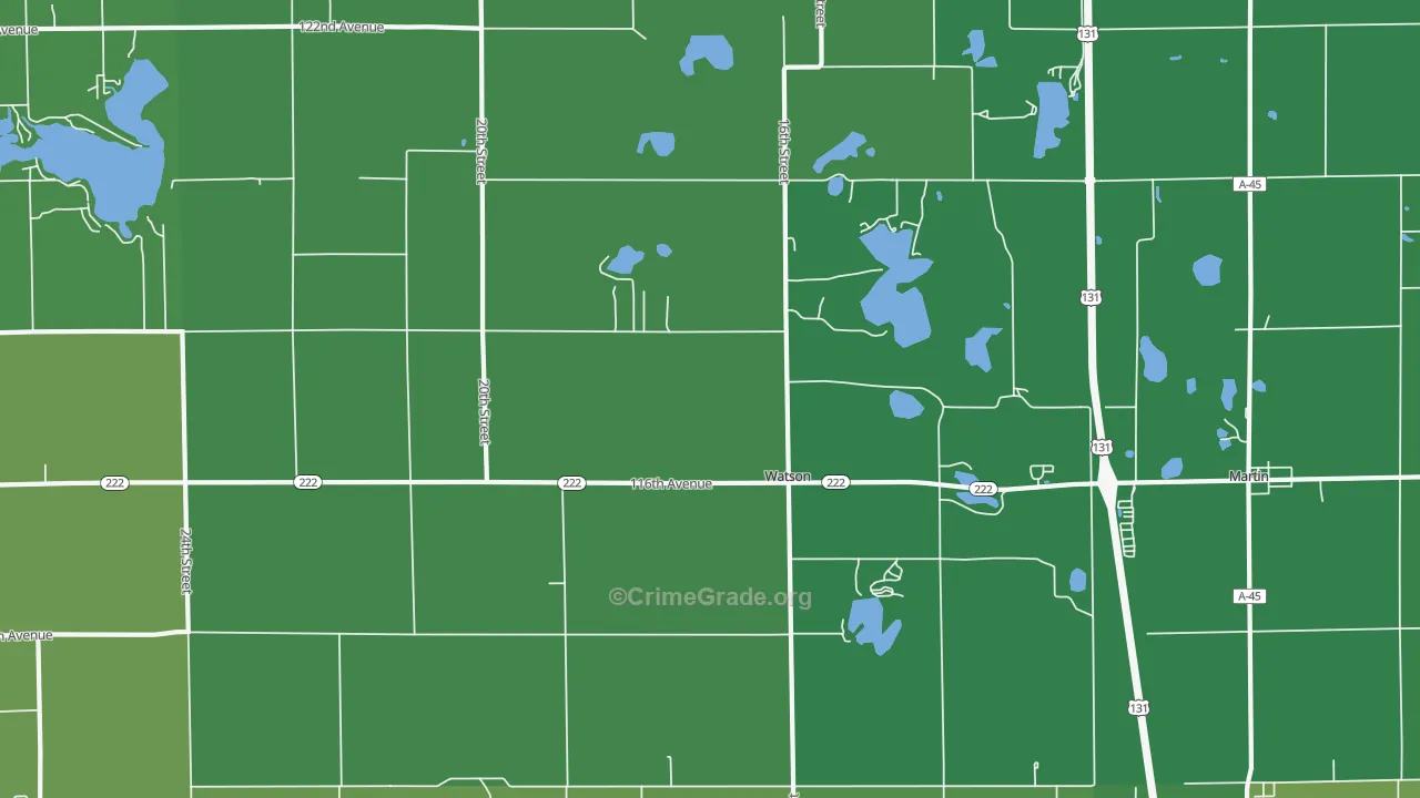 Watson, MI Map of Vehicle Theft Rates