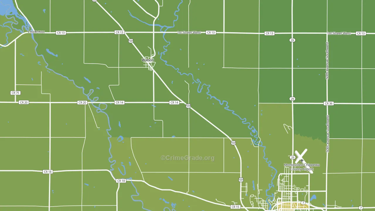 Watson, MN Map of Vehicle Theft Rates