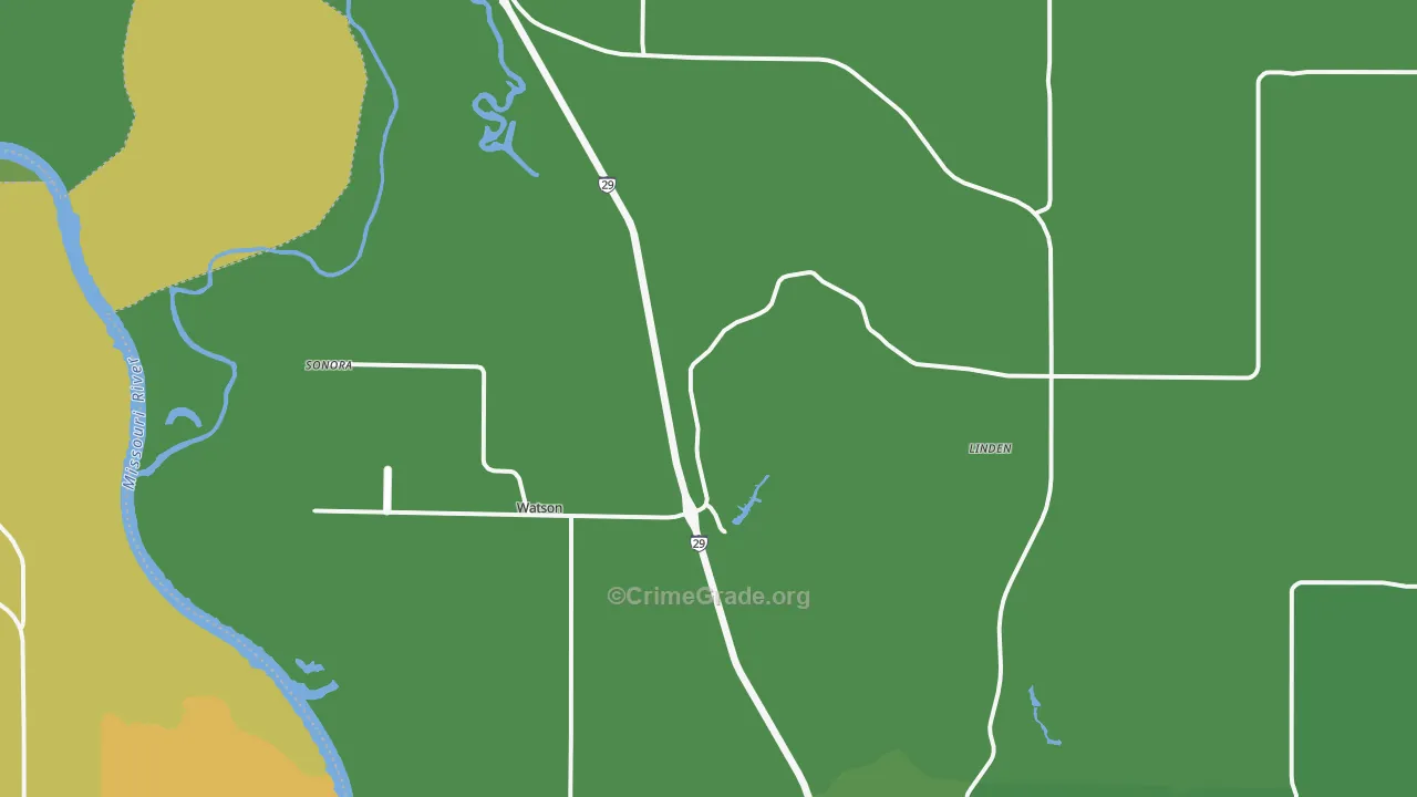 Watson, MO Map of Vehicle Theft Rates