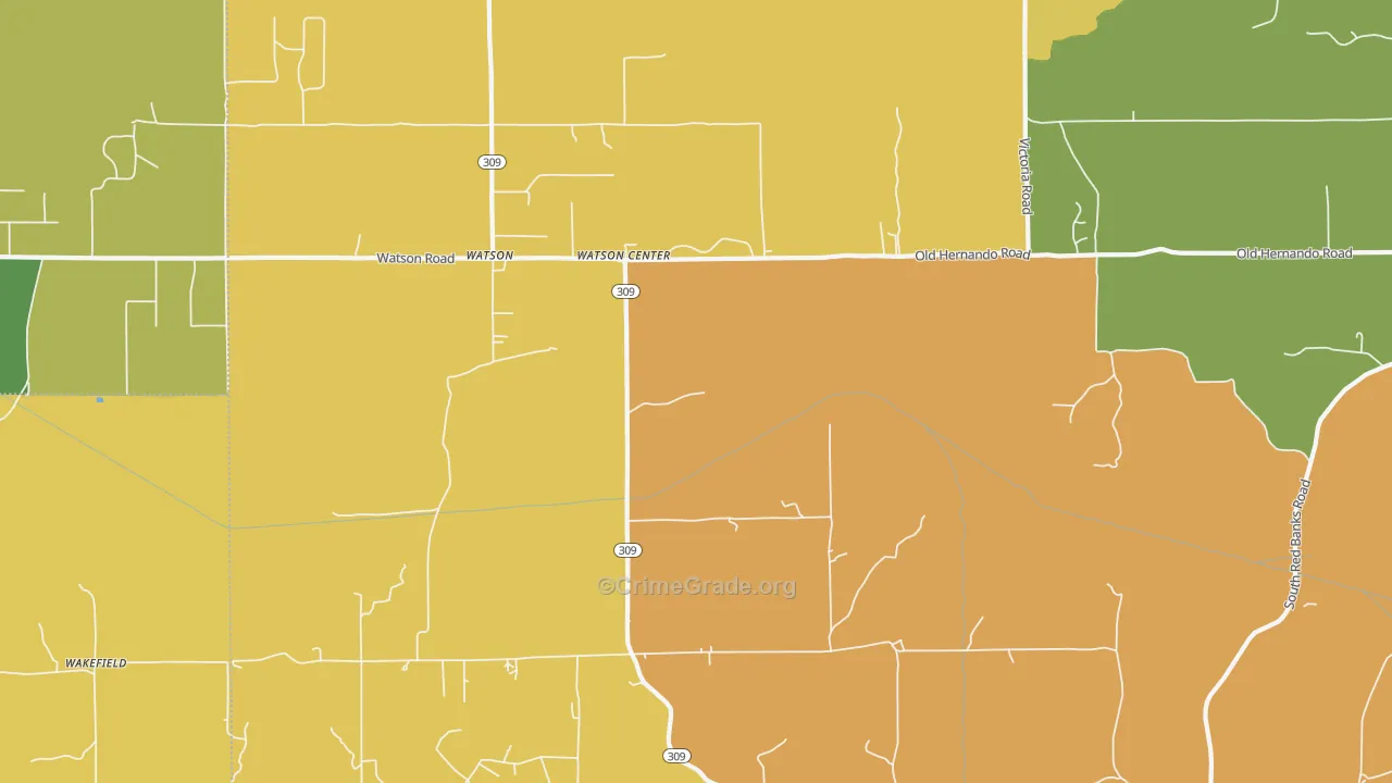Watson, MS Map of Vehicle Theft Rates
