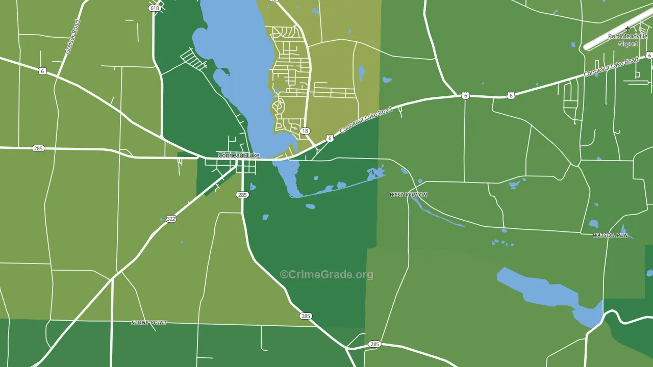 Watson Run, PA Map of Vehicle Theft Rates