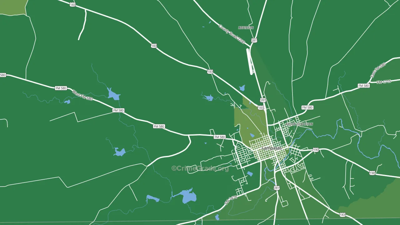 Watson, TX Map of Vehicle Theft Rates