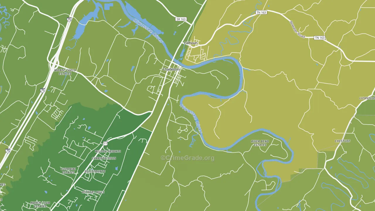 Watt Heights, TN Map of Vehicle Theft Rates