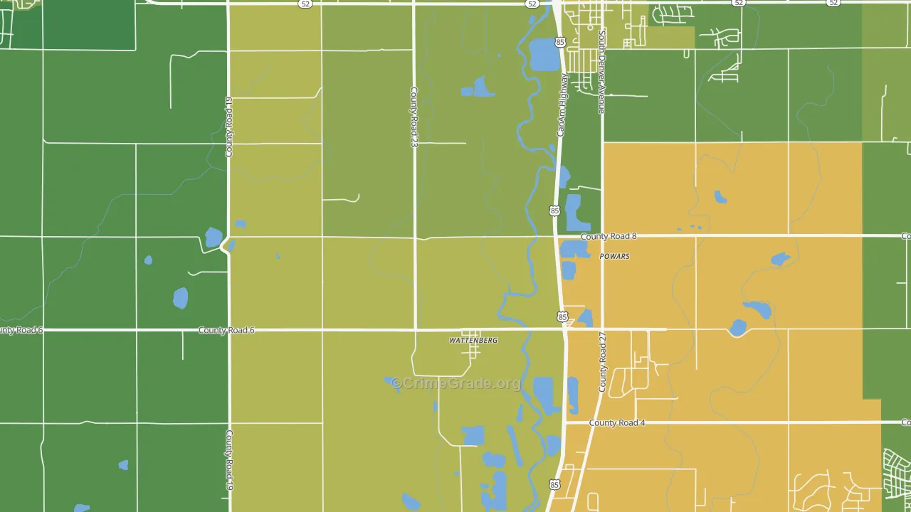 Wattenberg, CO Map of Vehicle Theft Rates