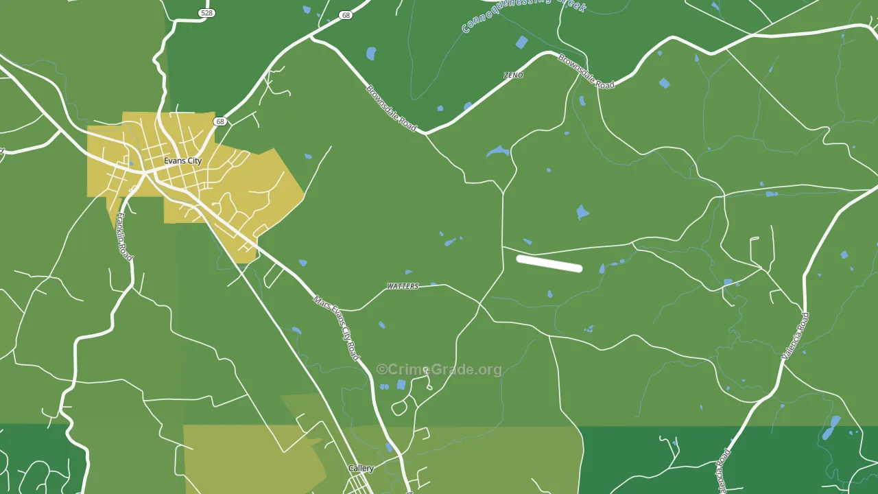 Watters, PA Map of Vehicle Theft Rates