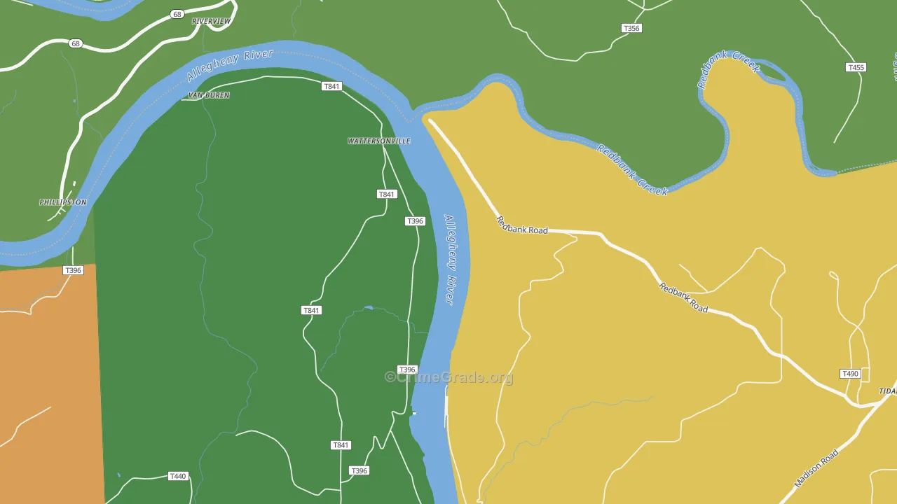 Wattersonville, PA Map of Vehicle Theft Rates