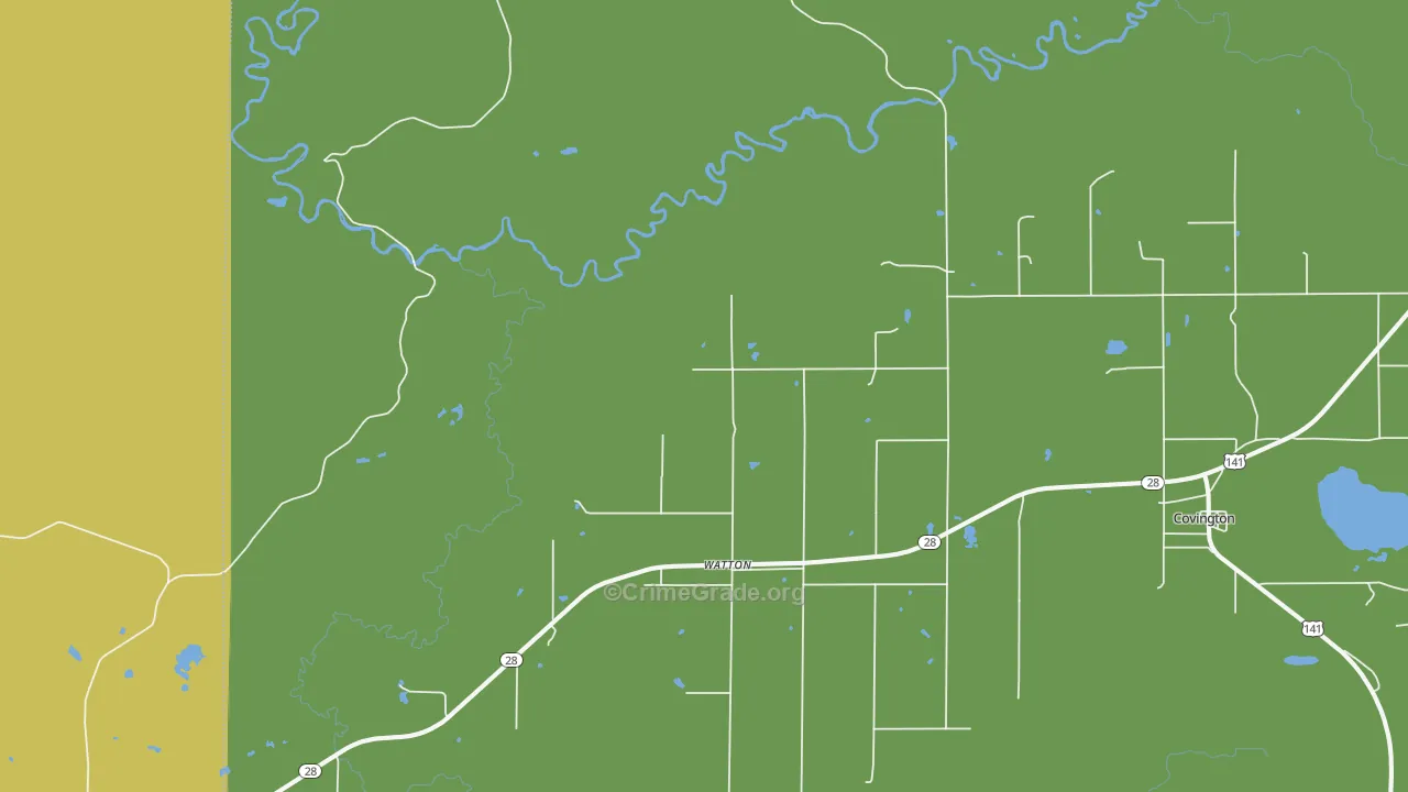 Watton, MI Map of Vehicle Theft Rates