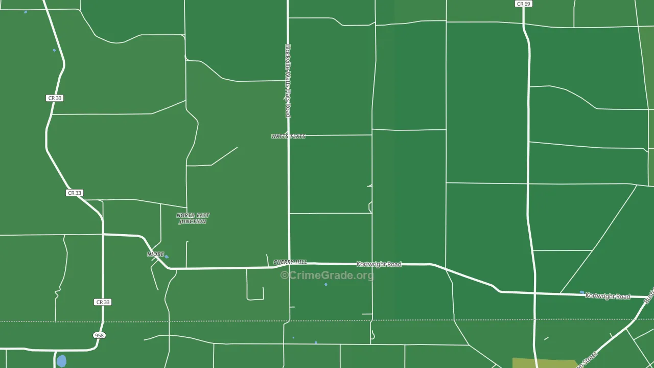Watts Flats, NY Map of Vehicle Theft Rates