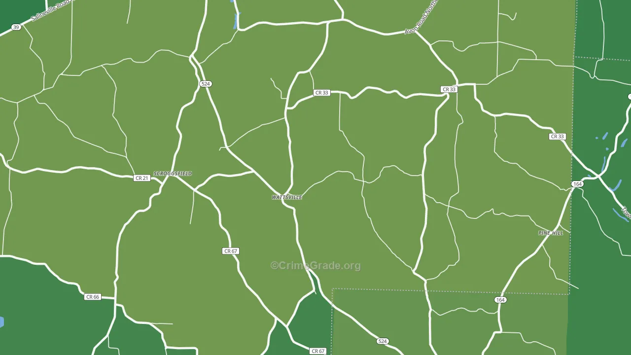 Wattsville, OH Map of Vehicle Theft Rates