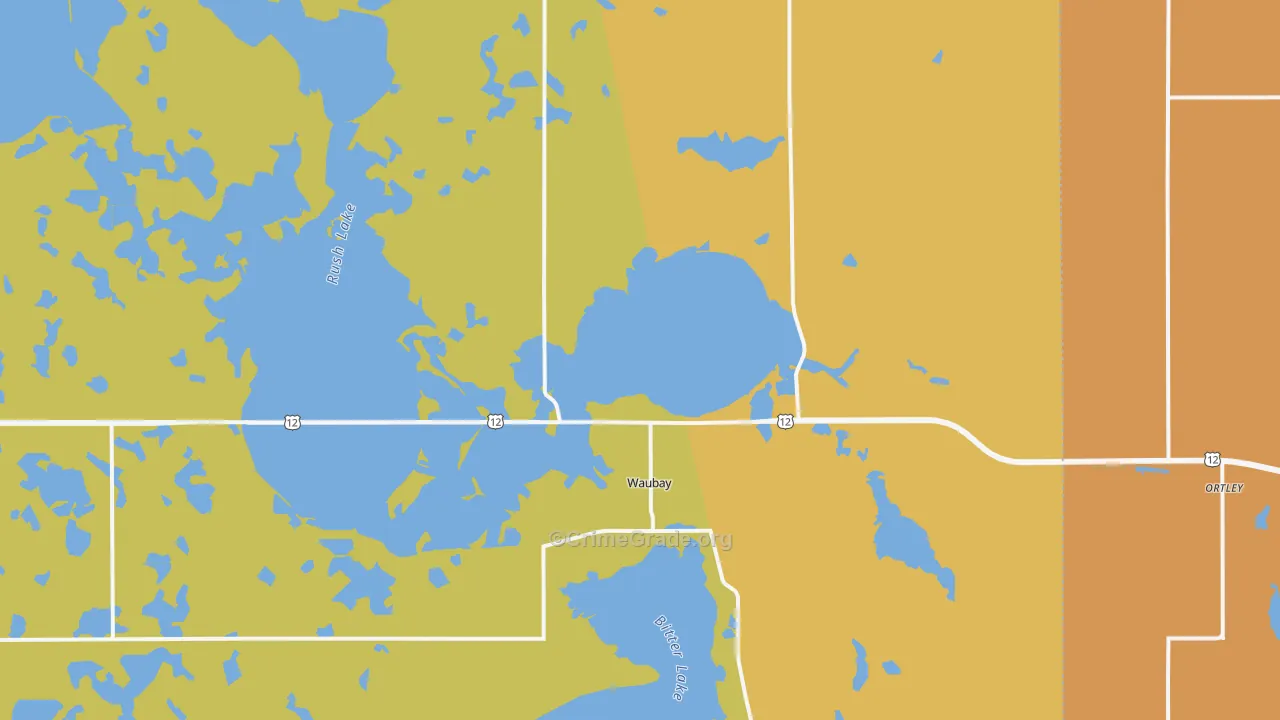 Waubay, SD Map of Vehicle Theft Rates