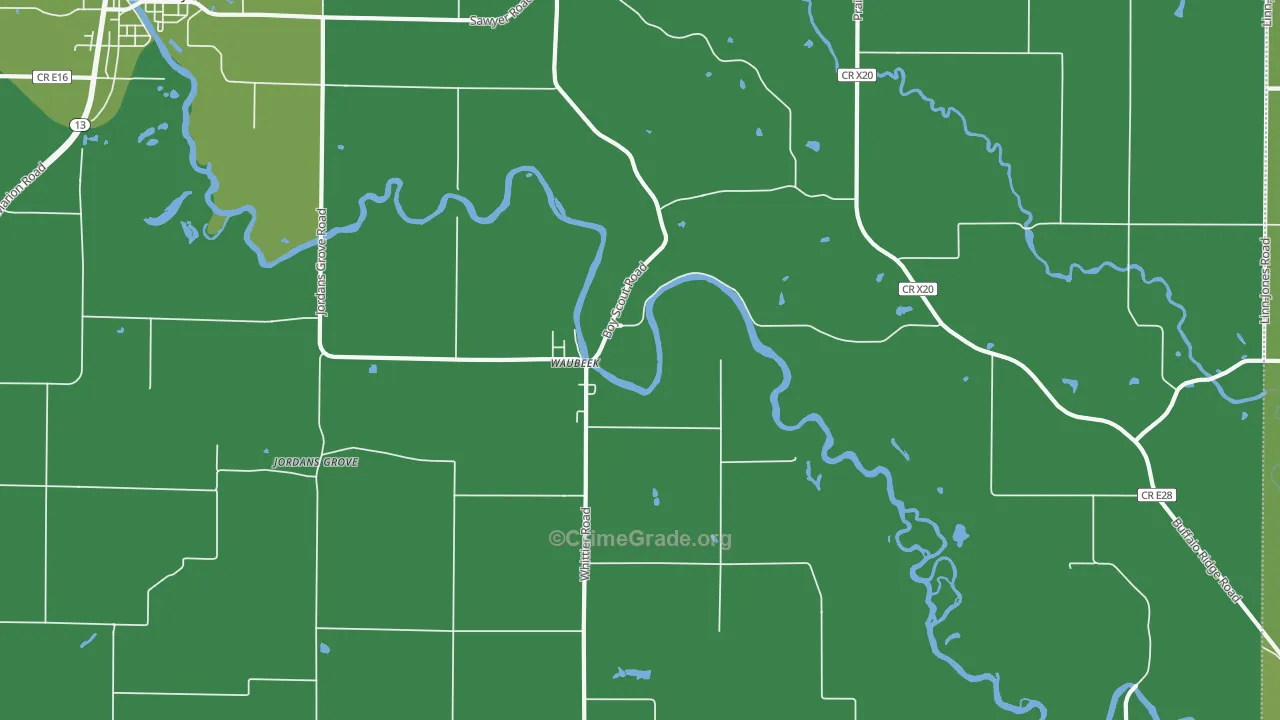 Waubeek, IA Map of Vehicle Theft Rates