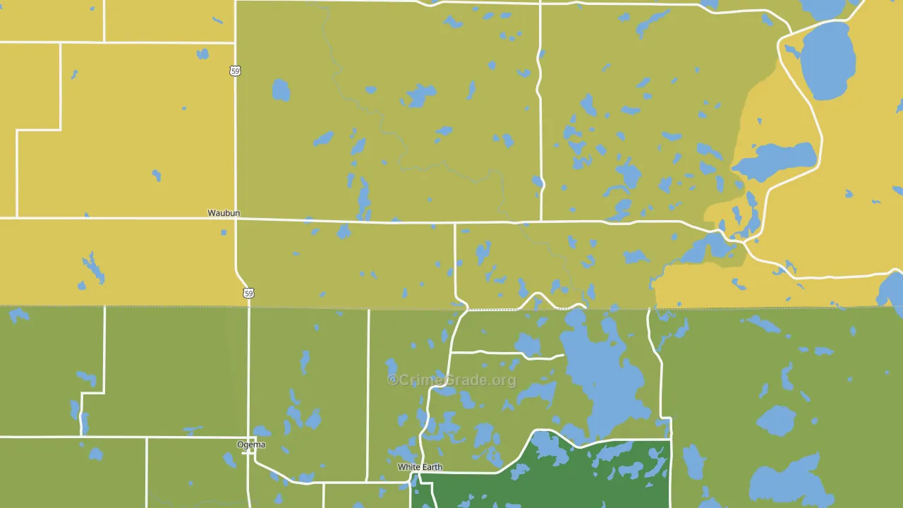 Waubun, MN Map of Vehicle Theft Rates