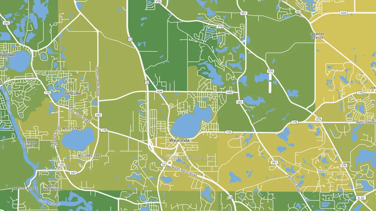 Wauconda, IL Map of Vehicle Theft Rates