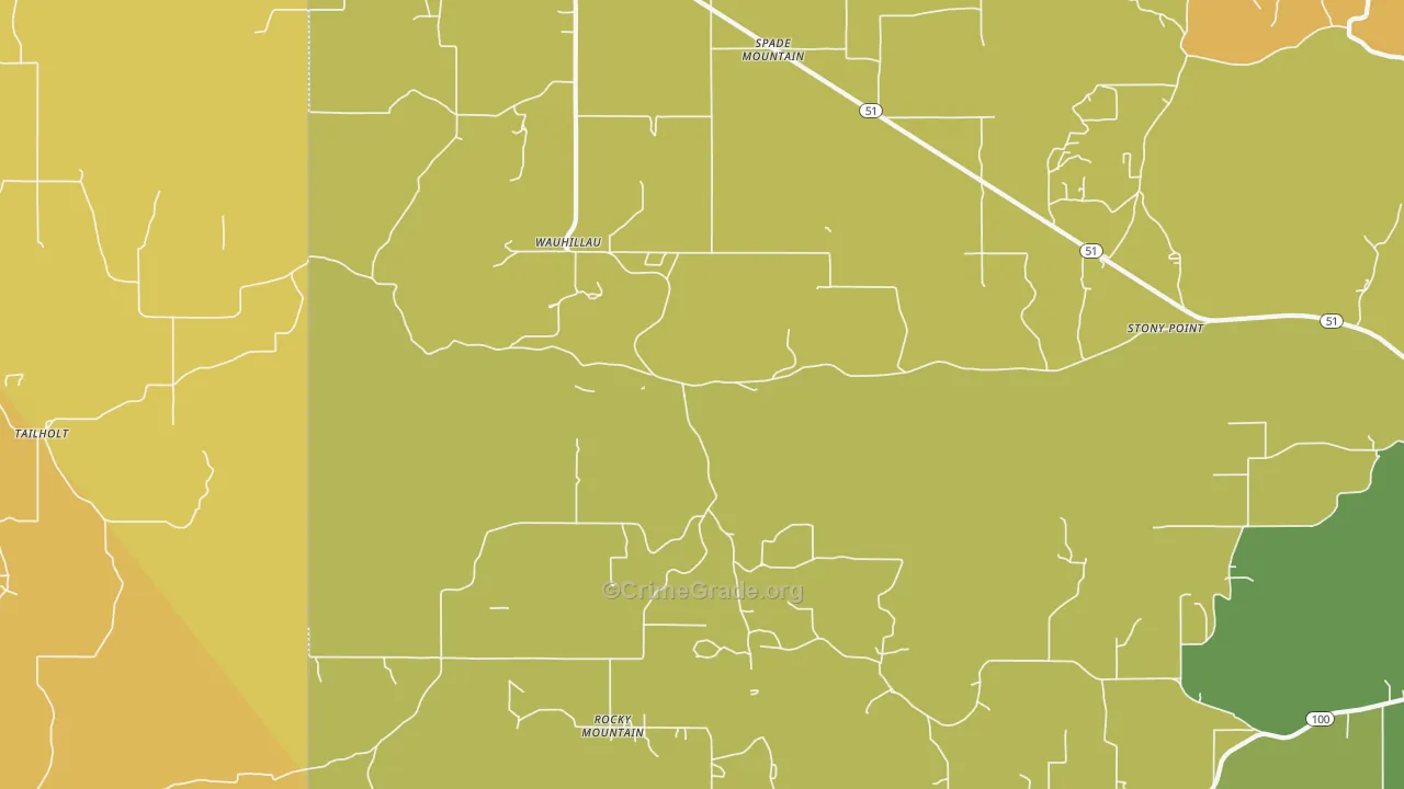 Wauhillau, OK Map of Vehicle Theft Rates