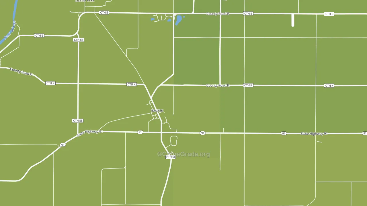 Waukau, WI Map of Vehicle Theft Rates