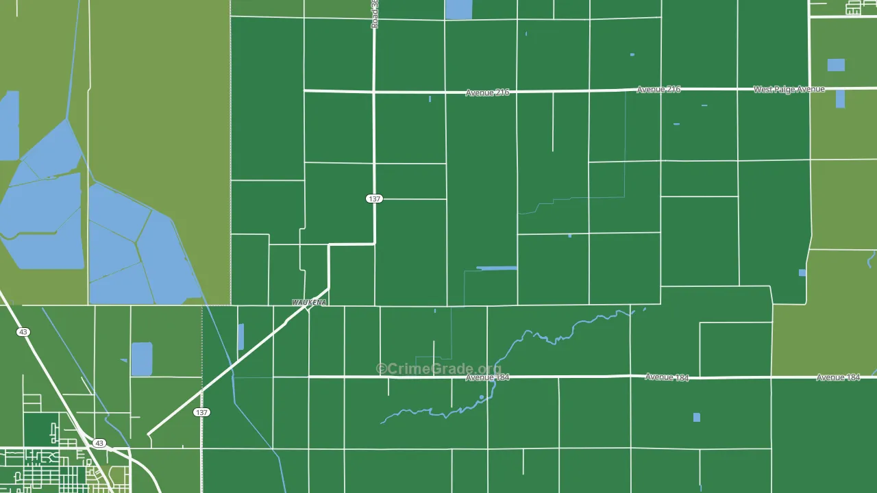 Waukena, CA Map of Vehicle Theft Rates