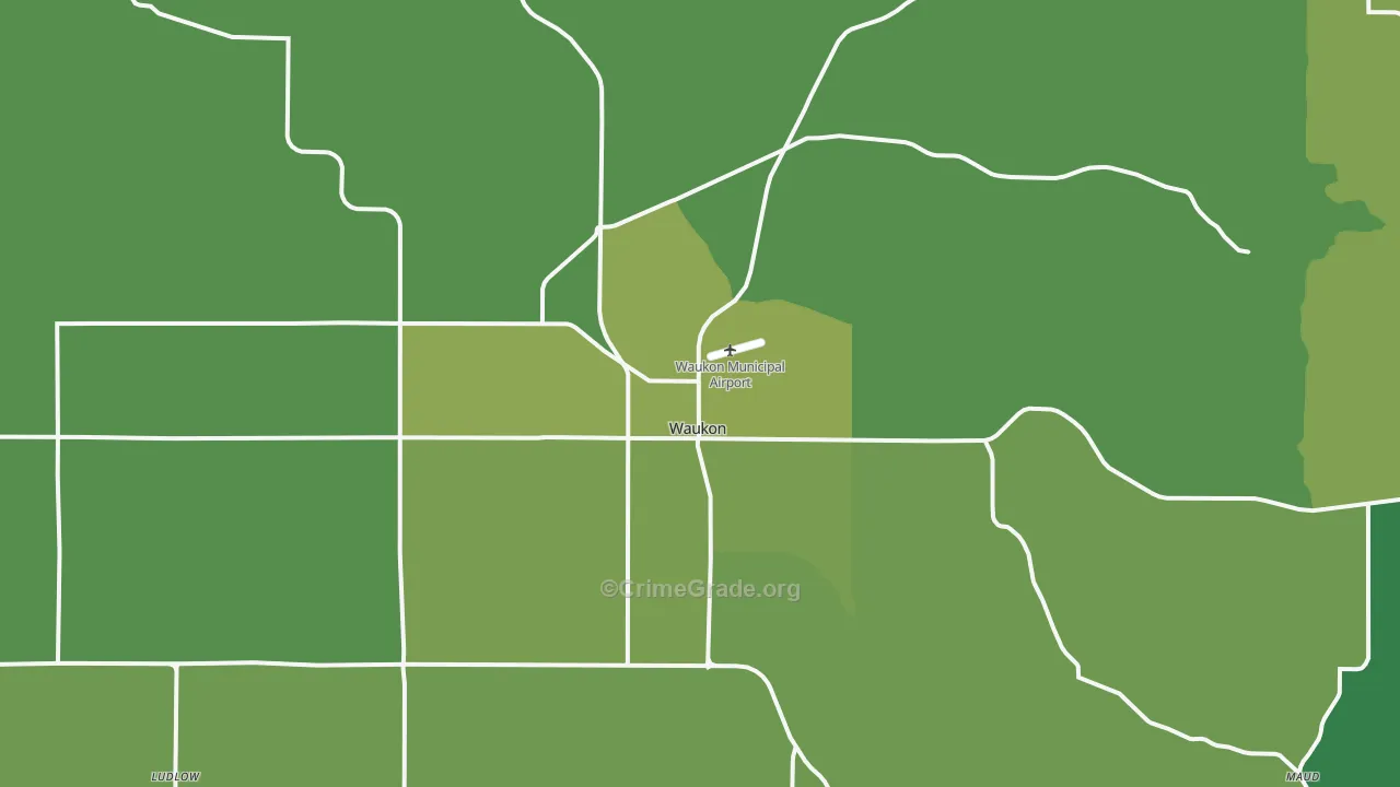 Waukon, IA Map of Vehicle Theft Rates