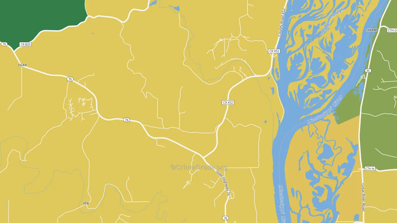Waukon Junction, IA Map of Vehicle Theft Rates