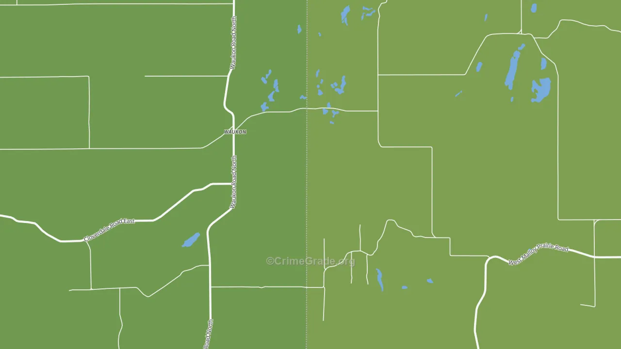 Waukon, WA Map of Vehicle Theft Rates