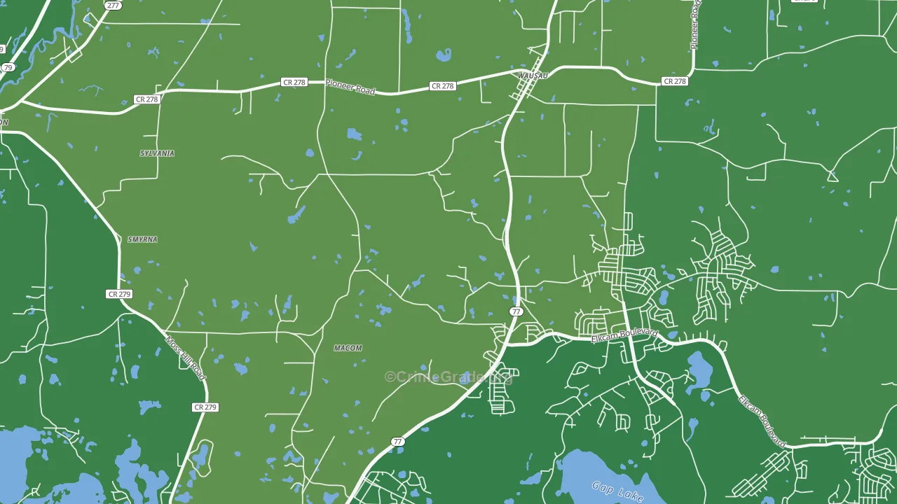 Wausau, FL Map of Vehicle Theft Rates
