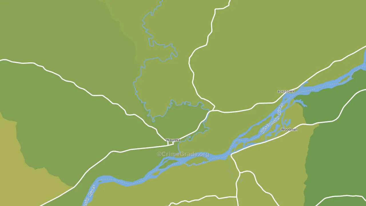Wauzeka, WI Map of Vehicle Theft Rates