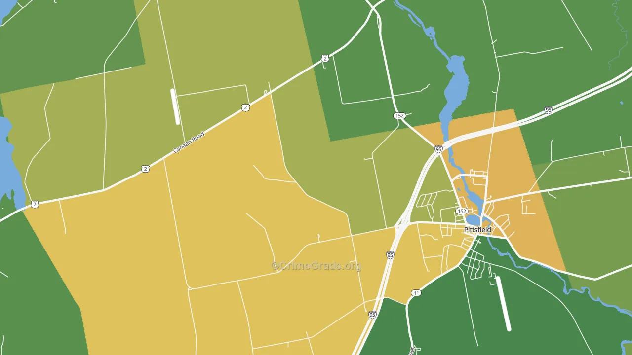 Waverley, ME Map of Vehicle Theft Rates