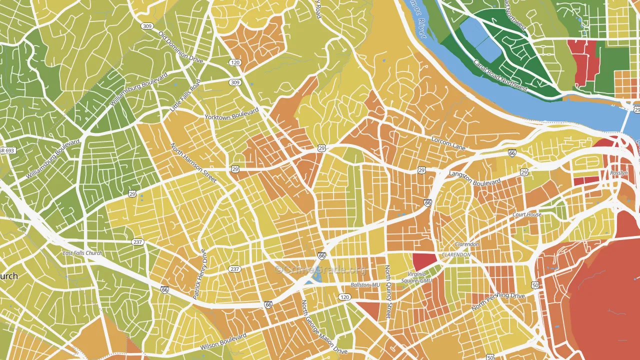 Waverly Hills, Arlington, VA Map of Vehicle Theft Rates