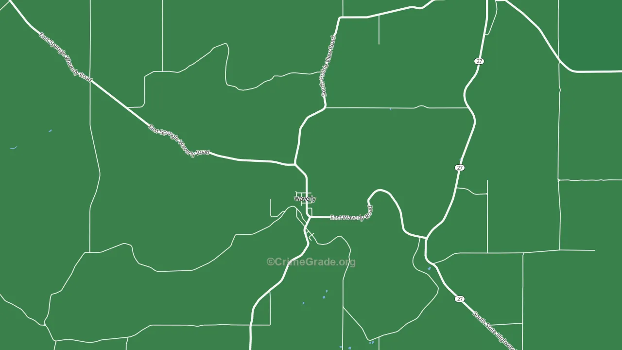 Waverly, WA Map of Vehicle Theft Rates