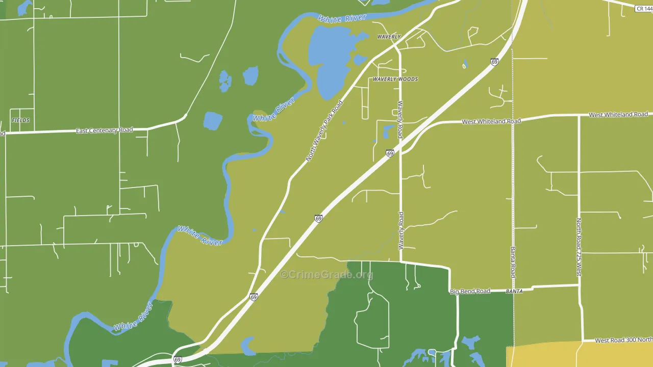 Waverly Woods, IN Map of Vehicle Theft Rates