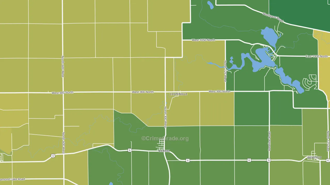 Wawaka, IN Map of Vehicle Theft Rates