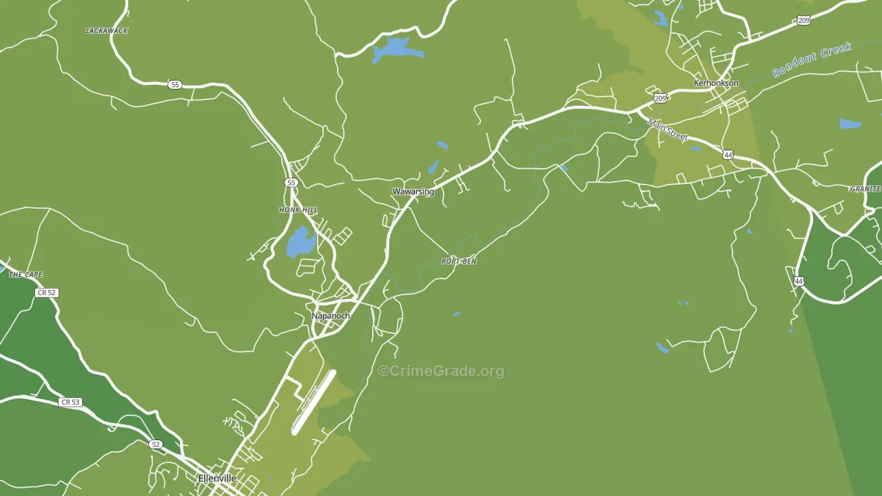 Wawarsing, NY Map of Vehicle Theft Rates