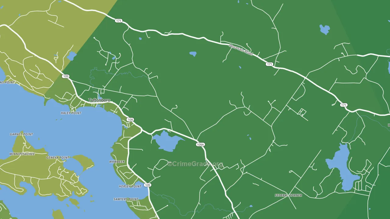 Wawbeek, NH Map of Vehicle Theft Rates