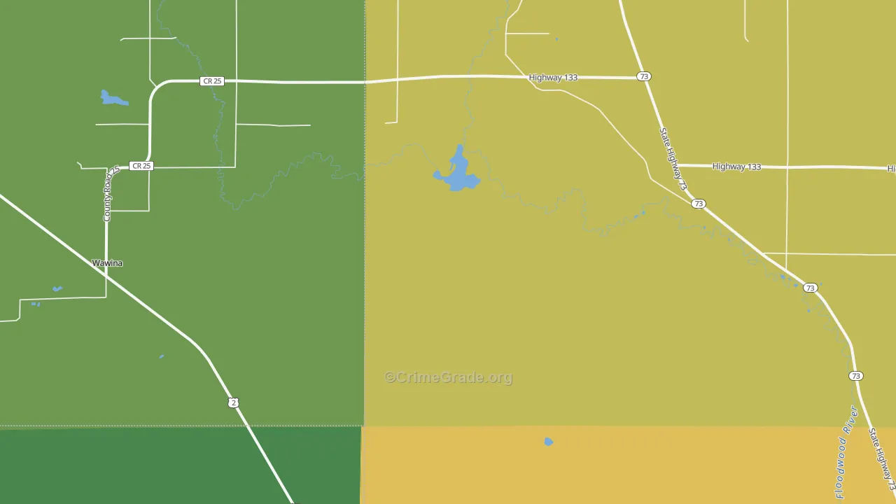 Wawina, MN Map of Vehicle Theft Rates