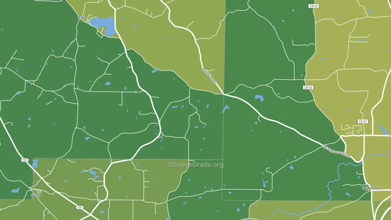 Wax, GA Map of Vehicle Theft Rates