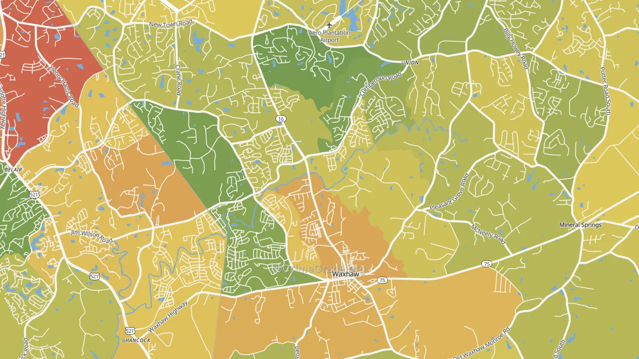 Waxhaw, NC Map of Vehicle Theft Rates