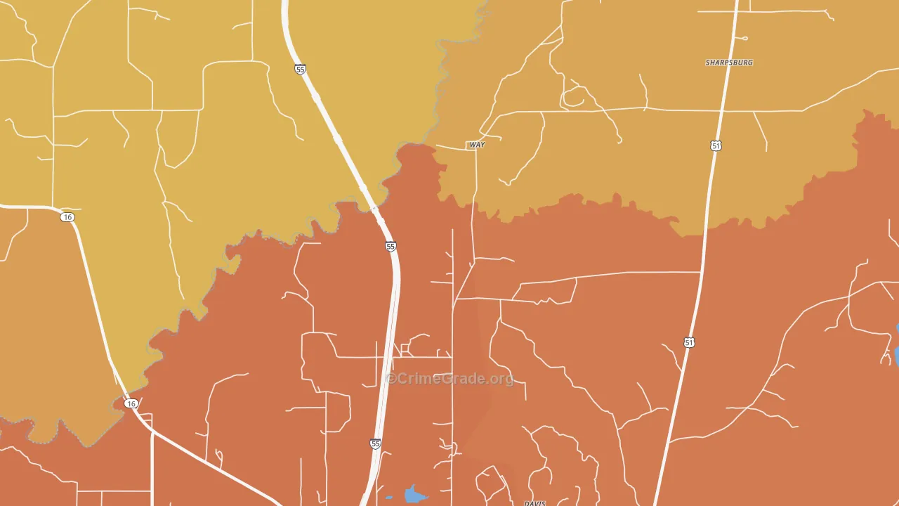 Way, MS Map of Vehicle Theft Rates