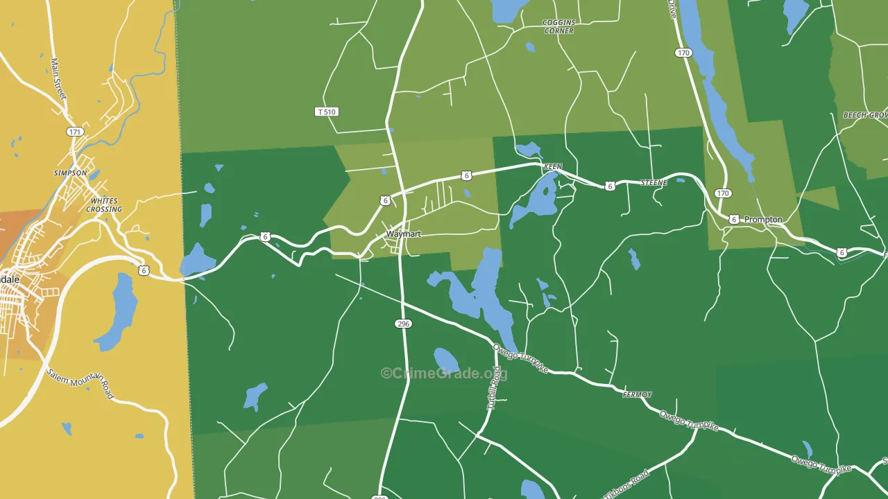 Waymart, PA Map of Vehicle Theft Rates