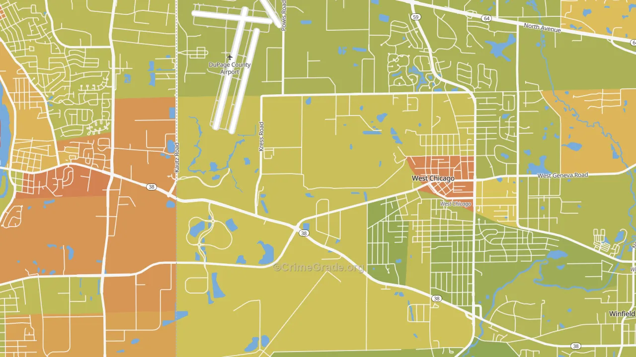 Wayne Center, IL Map of Vehicle Theft Rates