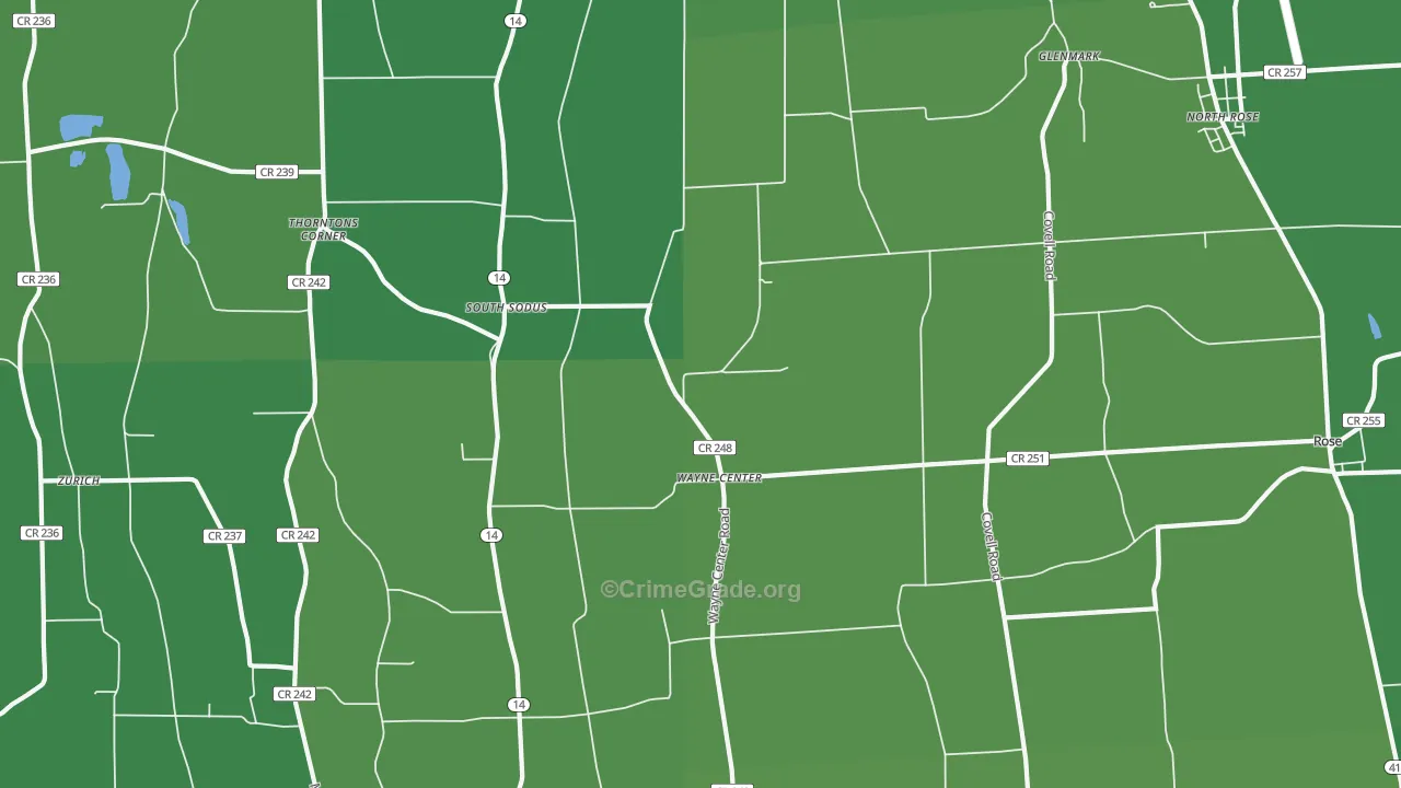 Wayne Center, NY Map of Vehicle Theft Rates