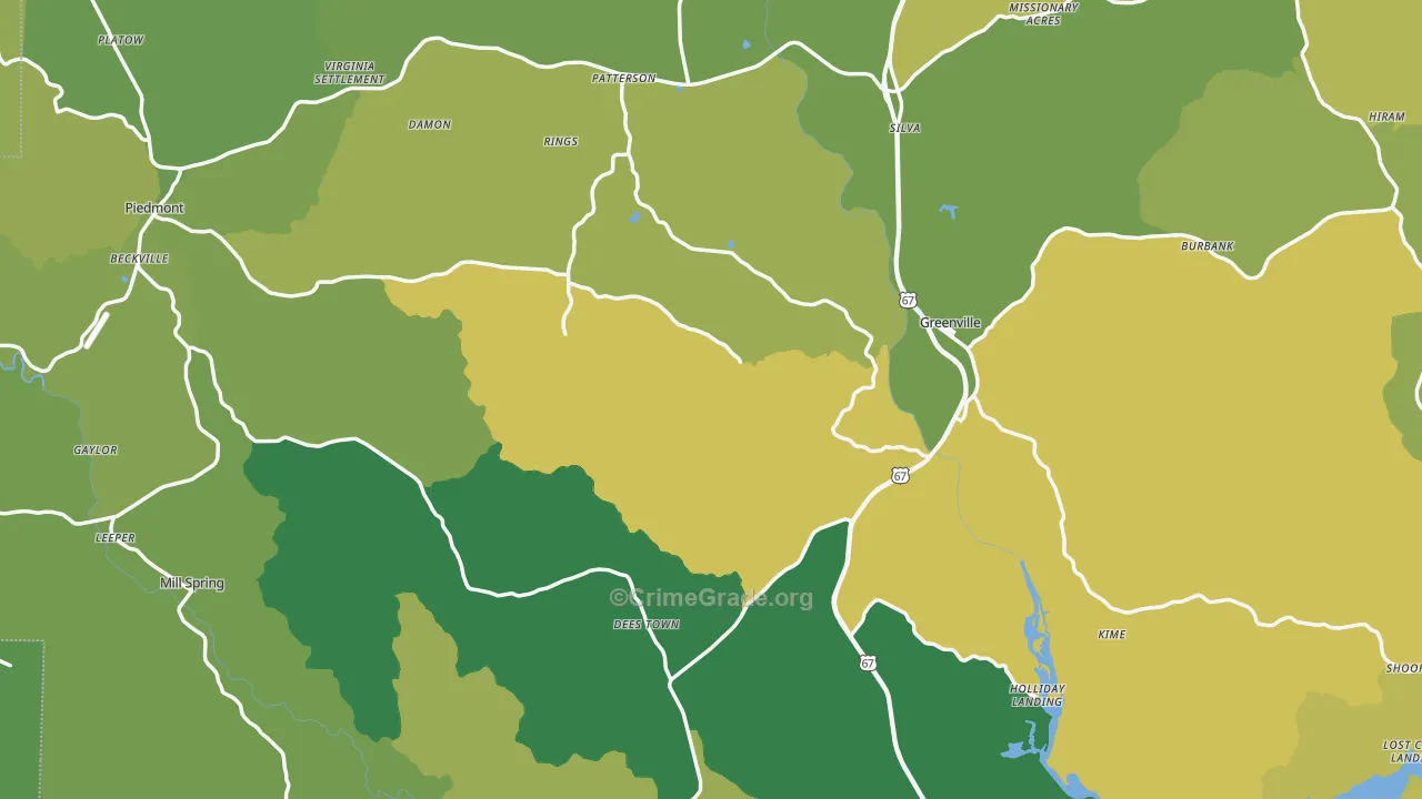 Wayne County, MO Map of Vehicle Theft Rates