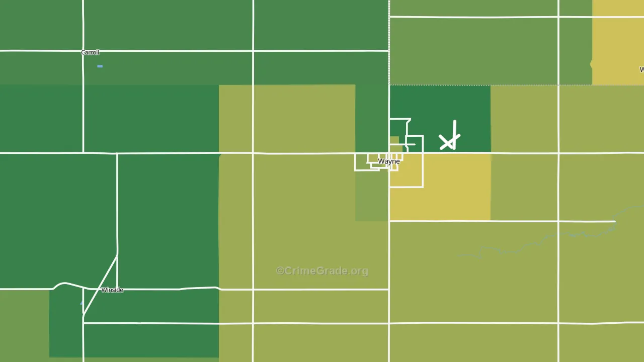 Wayne County, NE Map of Vehicle Theft Rates