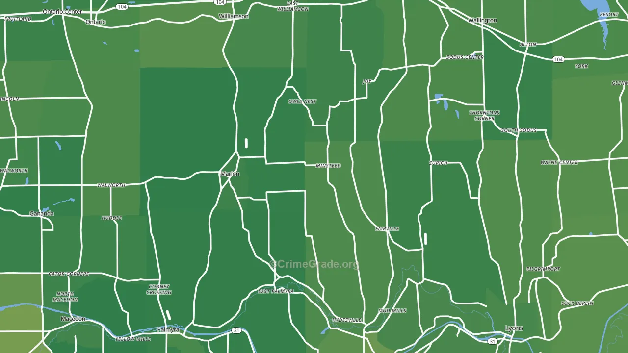 Wayne County, NY Map of Vehicle Theft Rates