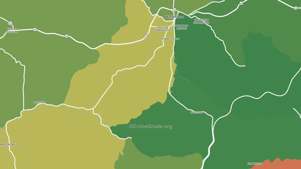 Wayne County, TN Map of Vehicle Theft Rates