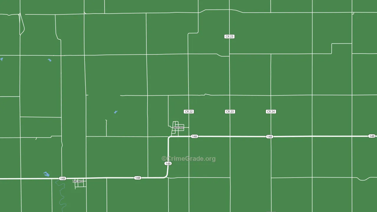 Wayne, KS Map of Vehicle Theft Rates