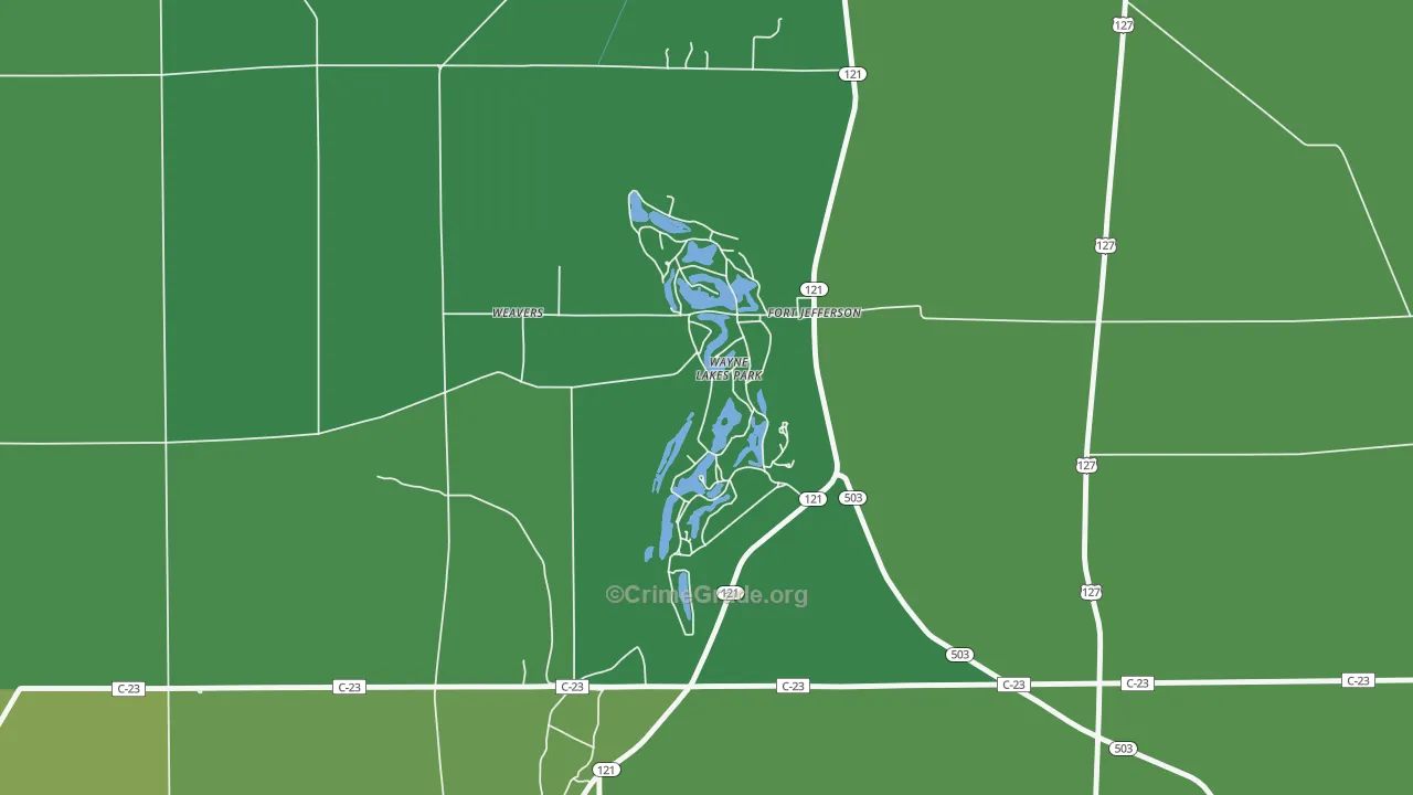 Wayne Lakes, OH Map of Vehicle Theft Rates