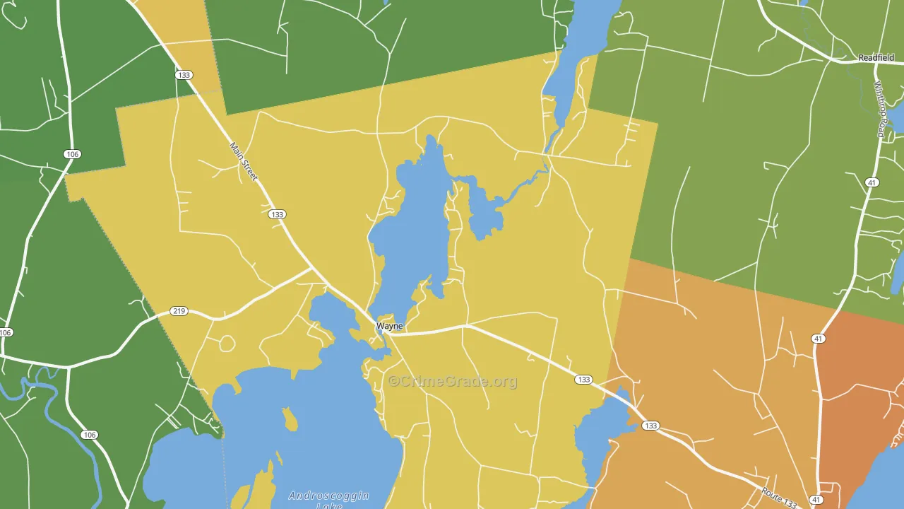 Wayne, ME Map of Vehicle Theft Rates
