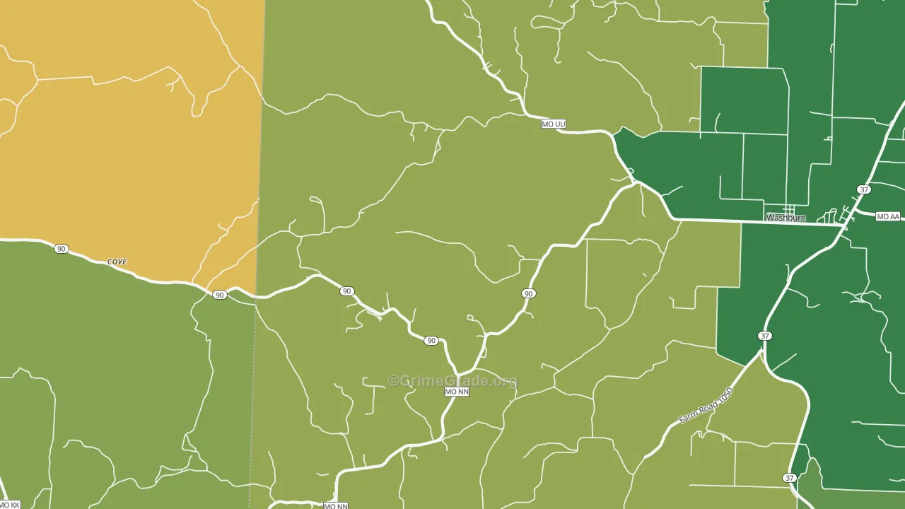 Wayne, MO Map of Vehicle Theft Rates