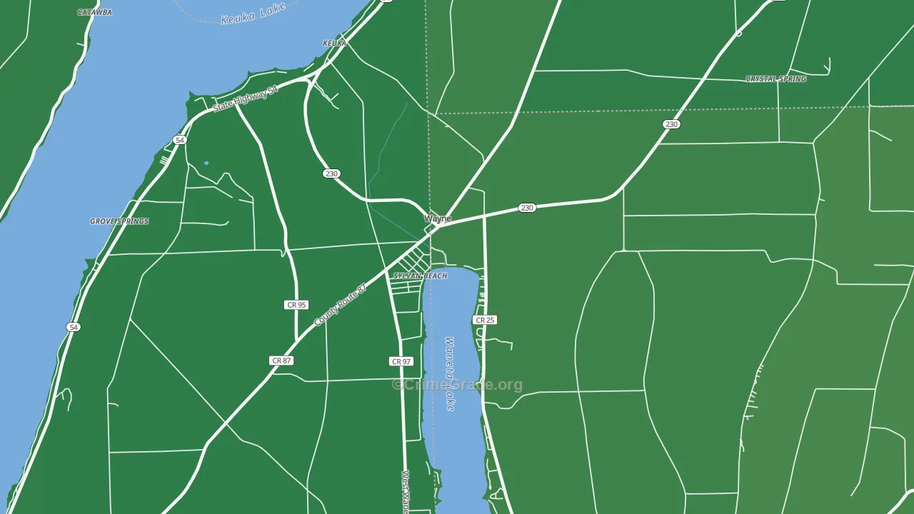 Wayne, NY Map of Vehicle Theft Rates