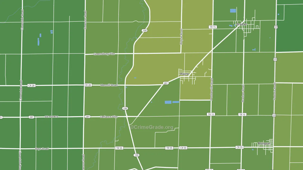 Wayne, OH Map of Vehicle Theft Rates